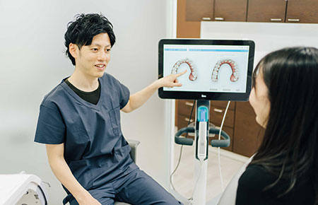 口腔内スキャンで治療後のシミュレーションを確認できる
